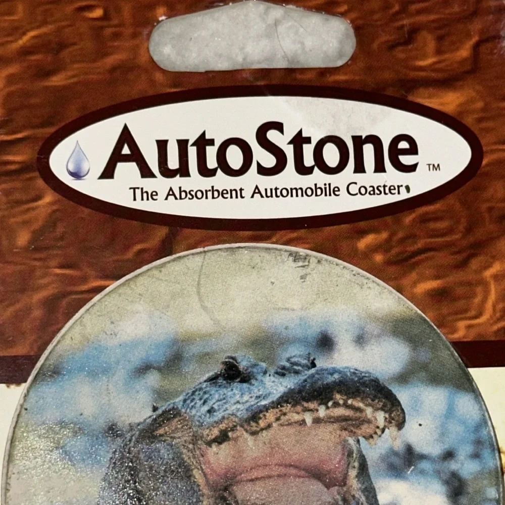 Set of 2 Alligator Gator Crocodile Ocean Beach Auto Stone Car Coasters Autostone